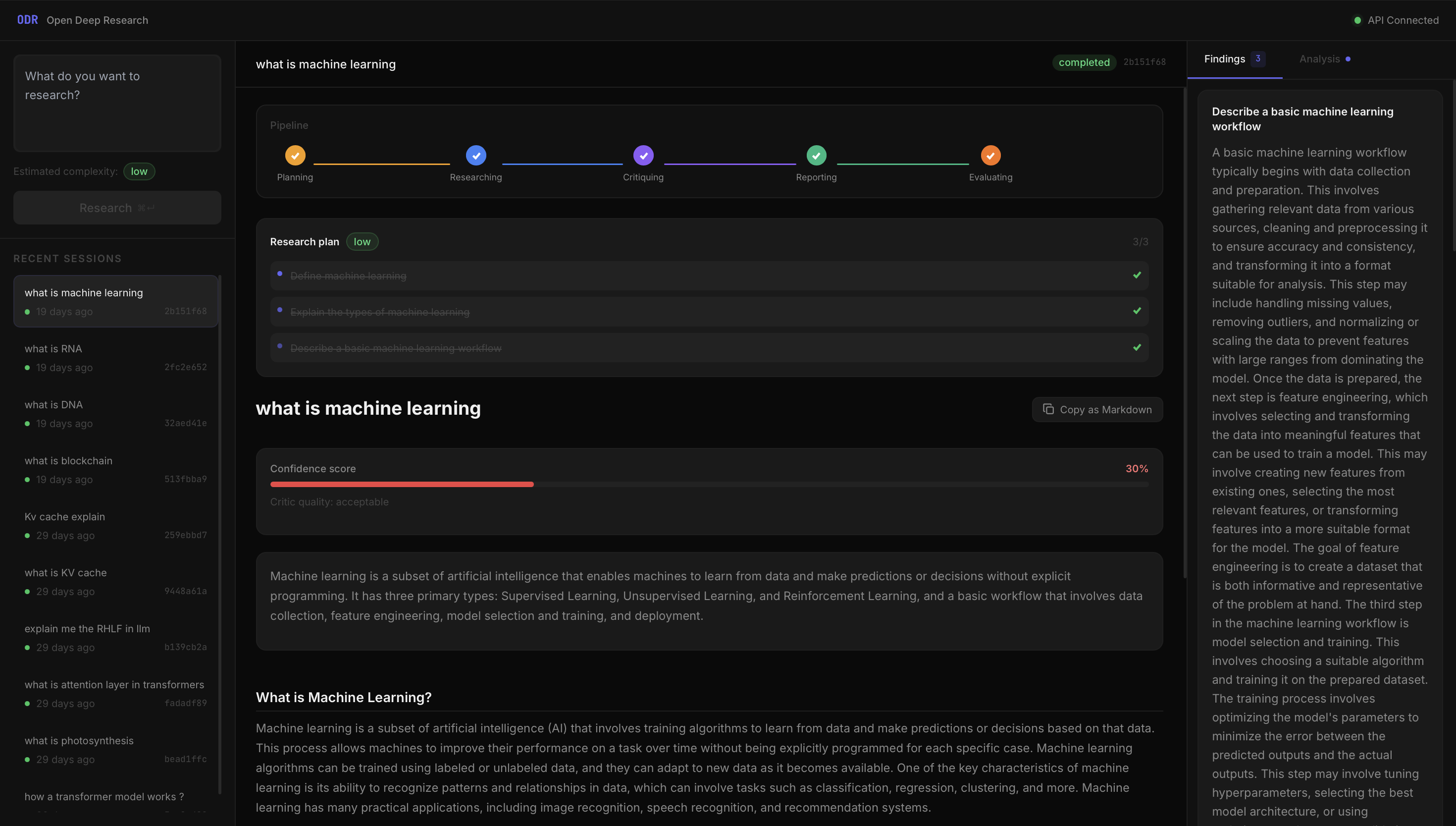 HiveMind research system UI